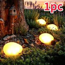 1pc Solar Powered Rock Shaped LED Light, Automatic On/Off No Wiring Required Spherical Atmosphere Light, Indoor/Outdoor Decorative Light, Suitable For Garden Path Patio Tabletop, Christmas Halloween Holiday Decoration - Stone Lamp - View 13