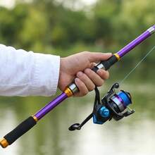 1 Set Purple Telescopic Fishing Rod And Spinning Reel Kit, Lightweight Collapsible Fishing Rod With 5.5:1 Pre-Spooled Spinning Reel, Non-Slip EVA Handle, Multiple Sizes, Suitable For Freshwater And Saltwater Beginner Fishing - Purple - View 3