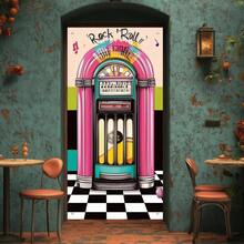 2D Flat, 2D Jukebox Door - Vintage Style, Suitable Birthday, Housewarming, Anniversary Party Decorations, Jukebox-Themed Retro Design Decoration, No Electricity Required, Suitable Various Celebrations, 2D Flat - B - View 4