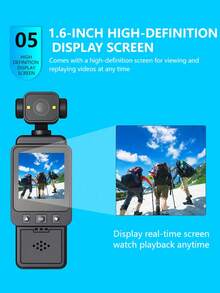 WIFI Digital Camera DV Camcorder, 180° Rotating Lens, With Flash, 1080P Ultra HD, Motion Stabilization, One-Click Recording/Video Shooting, Supports Phone WIFI Connection, Equipped With 64GB SD Card And 1000mAh Battery - View 10