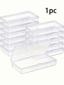 5pcs Transparent Plastic Storage Boxes With Hinged Lids, Clear Storage Boxes For DIY Crafts, Jewelry, Small Items, Secure Snap Closure, Stackable Design For Convenient Storage, Jewelry Storage Box, Transparent Pink Nail Art Tool Storage Box - Clear - View 9
