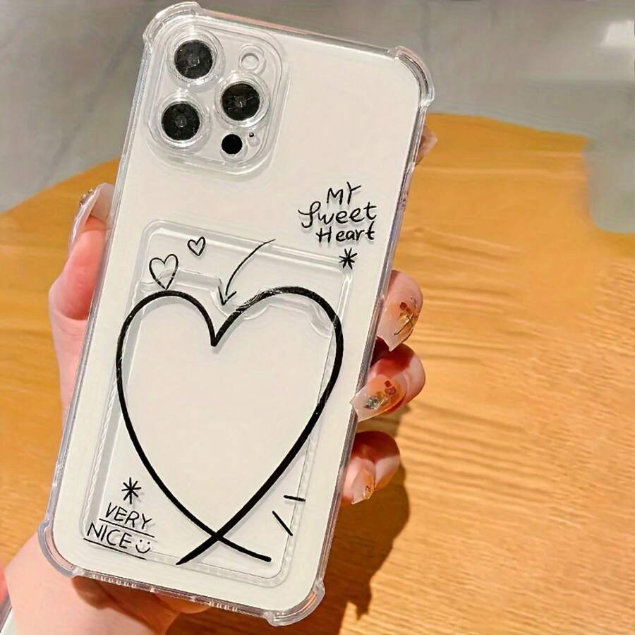 [24h Shipping From DE/ES]Apple 17  23-25 Black Phone Case With Full Screen And Card Holder, Love Design Gift Box Pack Phone Case Surprise Gift - A - 查看 1
