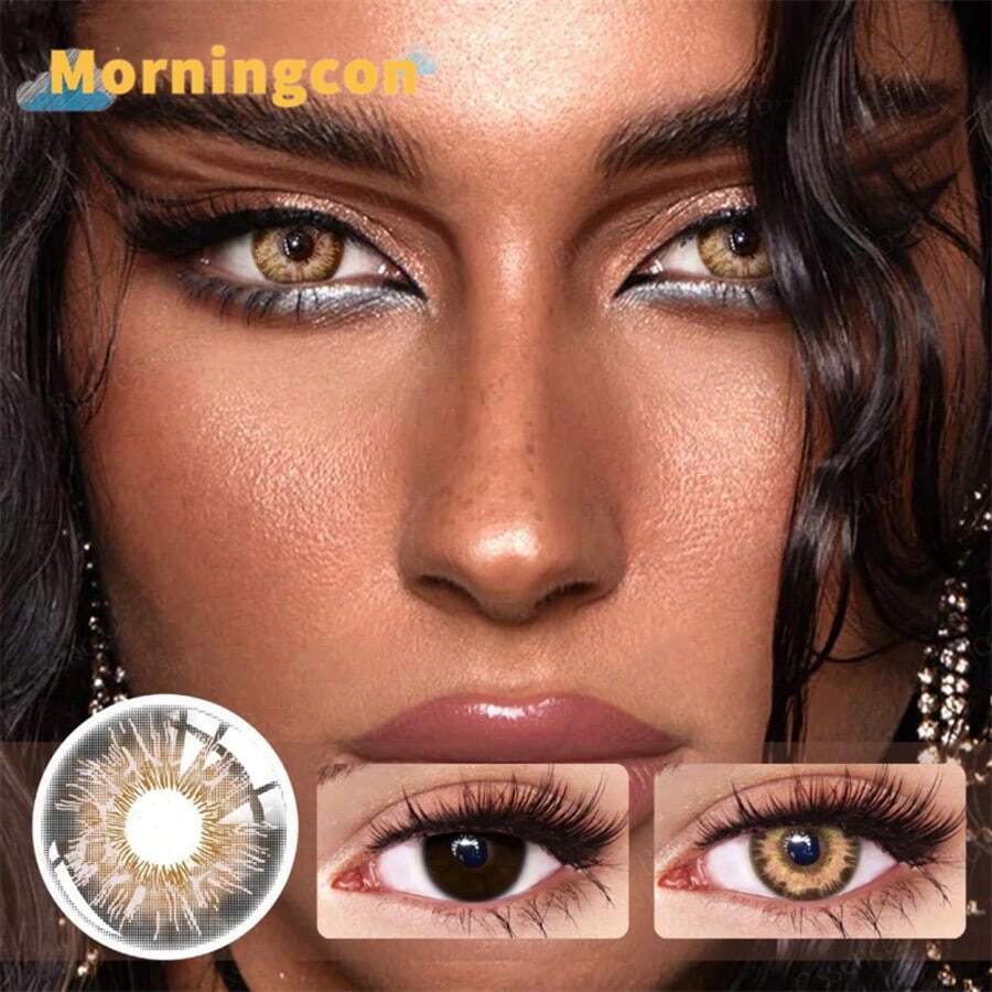 Morningcon Lens Eyes Big Beauty Pupil Cosmic Contact Lens Small Diameter Myopia Colored Natural Contact Lenses 2 Pieces Summer Gift For Girls Eye Make Up Yearly - Brown - View 1