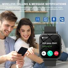 Pantalla táctil completa de 1.83 pulgadas, este popular reloj inteligente adecuado para hombres y mujeres cuenta con: respuesta de llamadas, recordatorio de mensajes, control de música, cámara remota, podómetro, seguimiento de calorías, múltiples modos deportivos, alarma, notificaciones de llamadas y mensajes, compatible con sistemas Android e iOS. - Multicolor - Ver 2