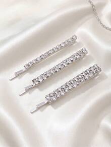 3er Set Strass-Metall-Haarspangen für glattes Haar, elegante süße Haarspangen zur Dekoration von seitlichen Dutt-Frisuren, 3 Stile, Braut- und Brautjungfernzubehör, Party, Date, Treffen, Feiertagsgeschenk - Verschiedenfarbig - Übersicht 9