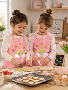 Customized Kids Apron With Name - Personalized Rainbow Art Apron, Suitable For Cooking, Baking, Painting, Cute Summer Camp And Back To School Gift - Multicolor - View 6