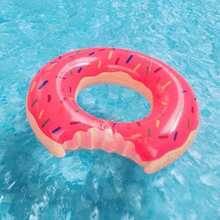 Inflatable Donut-Shaped Swimming Ring For Adults, Inflatable Float Rings Under The Armpits, Anti-Rollover Summer Donut-Shaped Swimming Ring, Thickened PVC Summer Vacation Gift, School Gift, Swimming Equipment. - Pink - View 9