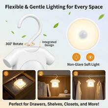 新款 LED 感應式智能小夜燈,電池供電,適用於浴室、床頭、房間、走廊、衣櫥及居家照明 - 粉色 - 查看 6