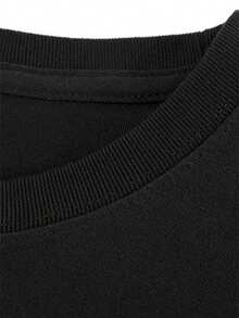 Daily Casual Three Capybara Full Moon Star Galaxy Crew Neck T-Shirts Smooth Comfort Fabric Short Sleeve Regular Loose Garment Style Y2K Singer - Black - View 4
