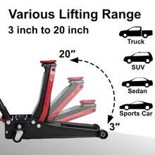 3Ton 6600lbs LowProfile Dual Pistons HeavyDuty Steel Racing Floor Jack With Quick Lift Hydraulic Pump, Foot Pedal And Magentic - Multicolor1 - View 4