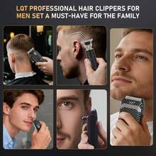 LQT (4pcs/3pcs/2pcs) Multi-Function Home Grooming Kit, Cordless Hair Clipper, Beard Trimmer, Ear & Nose Hair Trimmer & Men's Razor, USB-C Charging, Suitable For Personal Travel, Home And Barber Use, Ideal Men's Gift, Father's Day Gift - View 10