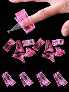 20/10/2pcs Pink Nail Extension Clips, UV Gel Nail Clips, Crystal Nail Extension Clips, Quickly Create Poly Gel Nail Molds, Suitable For Nail Salons And DIY Nails. Nail Tools/Nail Extension Clips. - Pink - View 2