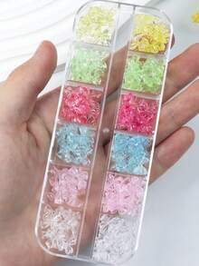 1 Box Jelly Transparent Bow Nail Art Decorations, Multiple Styles Bows Spring/Summer Nail Art Decor, Kawaii Nail Art Accessories, Y2K Romantic Gentle Minimalist Style Bows Nail Art Supplies Accessories, Suitable For DIY Women's Nail Salon Design Decoration Nail Charms - Multicolor - View 2