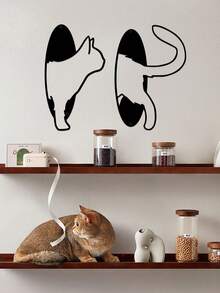 1pc Cat Head & Tail Metal Wall Art, Metal Cat Line Art, Cat Lover Gift, Cat Metal Sign, Bedroom, Living Room, Bathroom Wall Decor, Minimalist Decorative Hanging Ornament - Multicolor - View 6