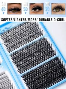 Fengxiu Eyelash 720/1440pcsDramatic D-Curl 9-16MM Mix,10D-80D, DIY Extension Lashes Eyelashes Book, Big Volume Soft, Individual Cluster Lashes, As Needed Create A Fluffy Natural Wispy,Suitable For Daily, Wedding, Party, Carnival, Music Festival And Other Occasions - D - View 9