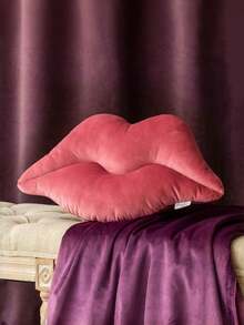 Chic Red Lip Plush Pillow - Soft & Cozy Decorative Throw For Sofa, Perfect For Home Decor, Birthdays, Valentine's Day & Anniversaries - Cute & Fashionable Pink And Red Kiss Design - Pink - View 6