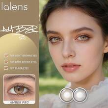 Lalens Lemon Amber Pro 圓形漸層自然混色年用隱形眼鏡 DIA 14.20MM BC 8.6MM 適合深棕色眼睛 派對約會妝容 柔光自然感 提升眼神美感 1對 日常妝容 秋冬風格 - Amber Pro Brown-14.2mm - 查看 3