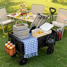 Collapsible Wagon Cart Foldable, 29.5" L Folding Beach Wagon With All-Terrain Wheels, Shopping Cart With 220/330/450/680lbs Capacity, Portable Camping Wagons Carts For Grocery Garden And Sports - Black - View 6