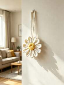 Handmade Crochet Daisy Pendant, Multiple Colors Available, Keychain And Bag Charm, Car Rearview Mirror Decoration - Multicolor - View 2