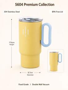 1PC 560ml Portable Stainless Steel Coffee Mug With Handle, Cold Tea Cup, Heat-Resistant Travel Mug, Insulated Cold & Hot, Home Kitchen Outdoor Commute Back To School Essential Water Cup - Multicolor - View 10