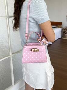 2026 Summer New Polka Dot Silk Scarf Exquisite Handbag Niche Chic Versatile Commute Shoulder Crossbody Small Square Bag - Pink - View 10