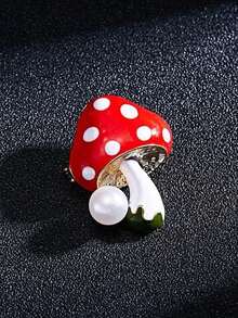 1pc Cute Mushroom Brooch, Fashion Creative Exquisite Small Pin, Anti-Exposure Clothing Accessory - Little Mushroom - View 4