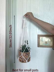 1pc/2pcs Bohemian Handmade Woven Hanging Basket, Multipurpose Net Bag (Plant And Planter Not Included) - Beige - View 5