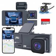 Dash Cam Front And Rear Inside 3 Channel Dashcam For Cars 1080P With 32GB Card Adjustable Lens 3 Ways Triple Camera With Night Vision, G-Sensor, Loop Recording, Parking Monitor - Y98 - View 8