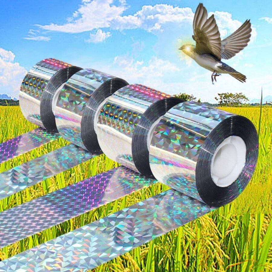 Double-Sided Laser Bird Repellent Tape, Holographic Reflective Bird Deterrent Ribbon, Weather-Resistant Outdoor Bird Protection Supplies For Garden, Balcony, Farm, Yard, Fruit Trees, Green Plants And Crops - Multicolor - View 1