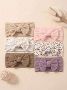 6PCS Summer Dopamine Style Newborn Candy Color Bow Baby Headband Set Suitable For Daily Use In All Seasons - Multicolor - View 1