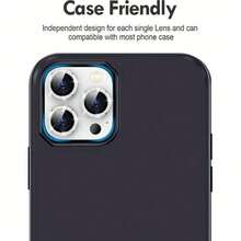 Camera Lens Protector For IPhone 17 Pro Max/17 Pro/17/17 Air/16 Pro Max/16/16 Plus/15 Pro Max/15/14/13/12/1, Shiny Personalized Metal Diamond Ring Design, 9H Hardness Scratch-Resistant, Stylish Phone Accessory, Case Friendly - Silver - View 5