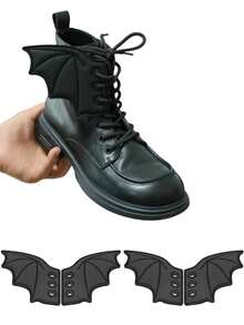 Halloween Black Bat Wing Shoe Buckle, Boot Lace Shoe Flower DIY Decoration Accessories, Vampire Decoration Materials, Halloween Black Bat Wing Decoration Accessories, Shoe Decoration Accessories, Costume Party Props, Halloween Party Decoration - Multicolor - View 1