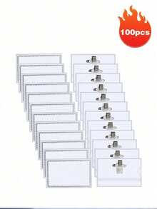 24pcs Funny Name Badge Clips And Pins, 24pcs Name Badges, 9*5.6cm Name Badge Clips, Plastic ID Card Name Badges, Transparent Badges, Horizontal Office, School, Conference ID Card Holders, PVC Transparent ID Card Holders - Standard Model - View 18
