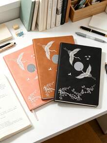 1 Peça Caderno de Couro Personalizado - Design de Garça Branca, Rosa Macio Premium, Marrom Vintage e Preto, Diário de Couro Macio, Presente do Dia dos Pais, Dia das Mães, Aniversário, Melhor Presente de Volta às Aulas, Exclusivo para Homens, Mulheres e Casais, Artesanato Requintado, Encadernação de Alta Qualidade, Presente para Estudantes, Diário da Moda, Lembrança Emocionante, Escolha Elegante para Amigos - A5 - Visão 4