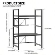 3 Tier Expandable Microwave Oven Rack Stand Storage Kitchen Corner Shelf Hold Expandable Rack Stand Storage Corner Holder Kitchen Microwave Oven Shelf With 6 Hooks, Standing Shelf - 3 Tier - View 1