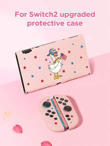 New Switch2 (2025) 遊戲主機配件，1件卡通旗幟風格鴨子印花保護殼，適用於 Switch2、Switch NS/Switch OLED/Lite，Switch 遊戲主機配件，收納袋，Switch 保護殼，送給 Switch 玩家的浪漫禮物 - 彩色 - 查看 19