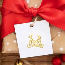 500pcs/Roll Gold Foil Christmas Stickers Deer Horn Gift Box Foil Stickers Holiday Greetings Thank You Self-Adhesive Stickers Decorative Gift Box Seal Stickers School Supplies - Cartoon - View 3