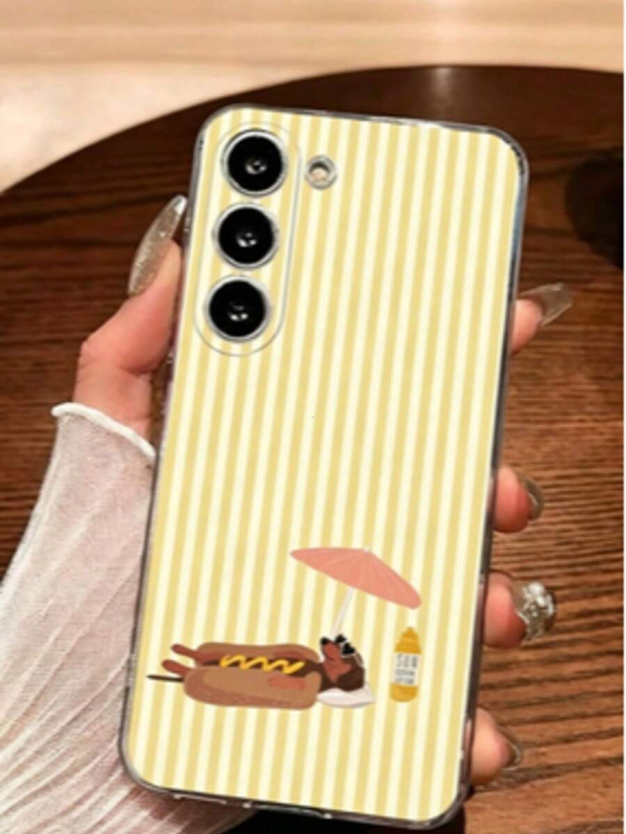 1pc Premium Striped Funny Dog Slogan Transparent Soft Protective Case Compatible With Huawei Honor, Galaxy A04e/12/A13/A14/A34/A50/A52/A53/A54/S21/S22/S23/S24/S25/S25Ultra/S25FE/S26/S26 PLUS/S26 ULTRA/S26 EDGE/ 6A/7A/8A/ 12T/13T/15T/15 TPRO - Clear - View 1