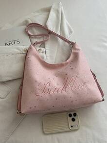 Mochila de gran capacidad estilo coreano, nuevo bolso bandolera de moda versátil para ir al trabajo, bolso de hombro tipo tote - Rosa - Ver 3