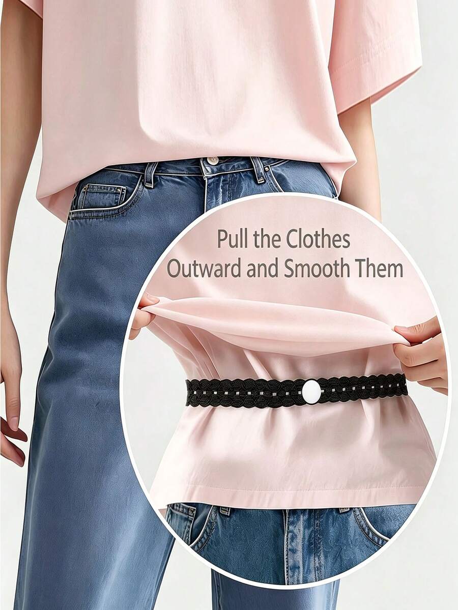 1pc Lace Trim Waistband With Hem Adjustment, Suitable For T-Shirts, Dresses, Shirts, Invisible Button Extender, Can Shorten Clothing, Non-Tight Hem Adjuster, Suitable For Sweaters, Shirts, Pants (Neutral Home Sewing Tool) - Multicolor - View 1