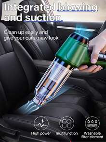 3-In-1 Car Vacuum Cleaner, Powerful Suction, Portable Compact Cordless Handheld Vacuum, Suitable For Dry And Wet Cleaning, 2*1200mAh Battery, Car Accessories - A - View 3