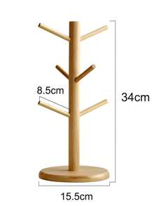 2pcs Durable Bamboo Mug Tree With 6 Hooks – Non-Slip Coffee Mug Holder With Thickened Base - A - View 7