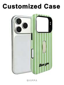 GIIPPA 1 pièce Étui de téléphone personnalisé avec nom de forme asymétrique, protection de téléphone 2-en-1 en film, compatible avec iPhone 18/17/16/15/14/13/12/11 Pro Max Air, cadeau de rentrée scolaire, cadeau de vacances, cadeau de la Saint-Valentin, cadeau d'anniversaire - Multicolore - Voir 2