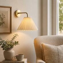 1/2pcs, Nordic Pleated Wall Lamp, Artistic Decorative Ambient Light, E27 Lamp Holder, Hard-Wired Connection, Bedroom, Study, Corridor Lighting, Hotel & Homestay Bedside Lamp, Living Room Backdrop Wall Decor Light (Bulb Not Included) - Multicolor - View 1
