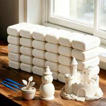 12/24/36pcs Pure White Modeling Clay Small Packs, Air Dry, Designed For Handmade Jewelry Making, White Modeling Clay Set, Parent-Child Craft, No Baking Required Air Dry Type, Includes Carving Tools - White - View 11