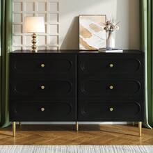 Chest Of Drawers In A Modern, Simple Style/Drawer Cabinet Made Of MDF And Chipboard/Large Chest Of Drawers With 6 Drawers, Versatile Uses/Suitable For Living Room And Bedroom - 黑色 - 查看 2