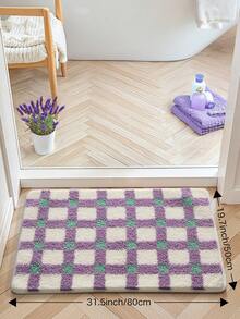 DAJIANG 1 buah Keset Lantai Kamar Mandi, Bertekstur Lembut dan Nyaman di Kaki, Pola Kotak-kotak Warna Blok, Lapisan Belakang TPR Anti Selip, Cocok untuk Dapur, Luar Ruangan, Dalam Ruangan, Lorong, Kamar Tidur, Ruang Tamu, Samping Tempat Tidur, Dapat Dicuci dengan Mesin, Mudah Dibersihkan, Karpet Dekorasi Kamar Mandi - MultiWarna - View 13