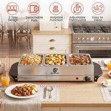 SUPERLEX Three-Compartment Restaurant Heaters, Stainless Steel Catering Heater Servers | Home Insulated Hot Pot Buffet Heaters | Food Heaters | Food Warming Trays For Catering, Parties, And Weddings | Thick Hotel Buffet Heaters, Food Storage Boxes. - Silver - View 5