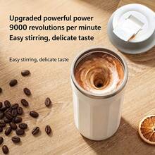 1pc Minimalist Design Temperature-Sensing 316 Stainless Steel Electric Automatic Stirring Cup, 400ml Capacity, 30s Auto-Stop Stirring, 400mAh Built-In Battery USB-TypeC Charging, 9000 RPM Powerful Motor For Fast Mixing Of Powders, Versatile And Practical For Home, Office, Sports And Travel - Multicolor - View 10