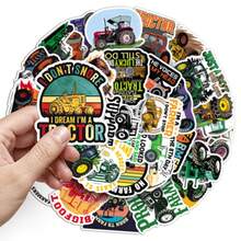 50pcs Tractor Stickers, Cute Cartoon Graffiti Vinyl Stickers, Suitable For Water Bottles, Laptops, Phones, Skateboards, Guitars, Luggage, Scrapbooks, Helmets, Party Supplies Decoration Gift - C - View 4